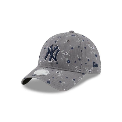 Grey New York Yankees Hat - New Era MLB Blossom 9TWENTY Adjustable Caps USA7158460